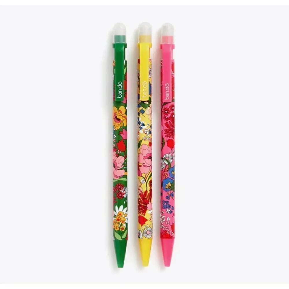 Ban.do Mechanical Pencils Floral Print Set of 3 NIB colorful stationary